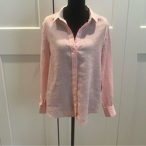 Tommy Bahama Coral and White Striped Button-Down Shirt